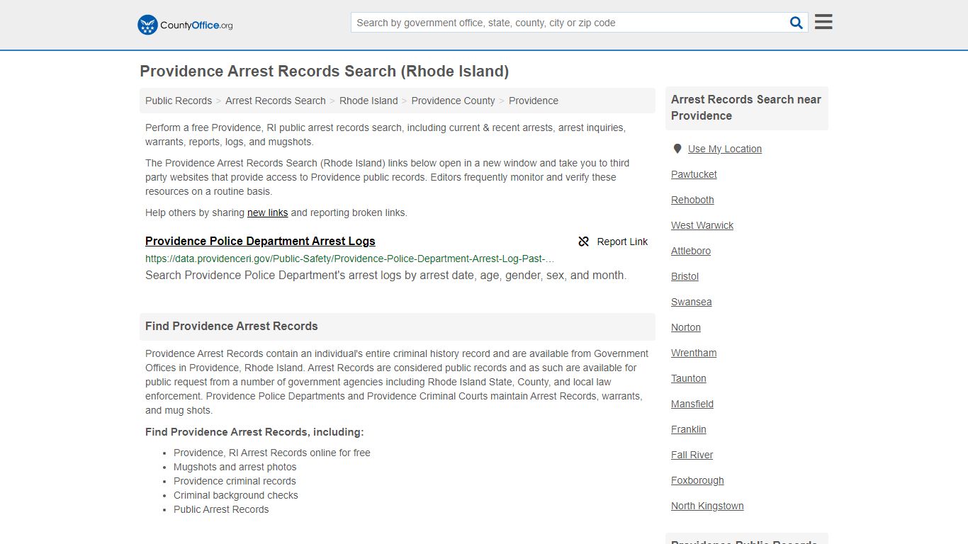 Arrest Records Search - Providence, RI (Arrests & Mugshots) - County Office